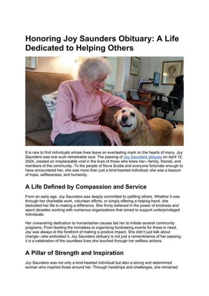 A Life Of Kindness And Service
