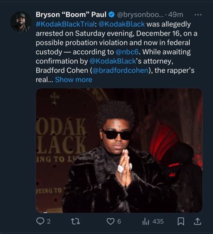 Kodak Black Lands In Federal Custody Due To Probation Violation |