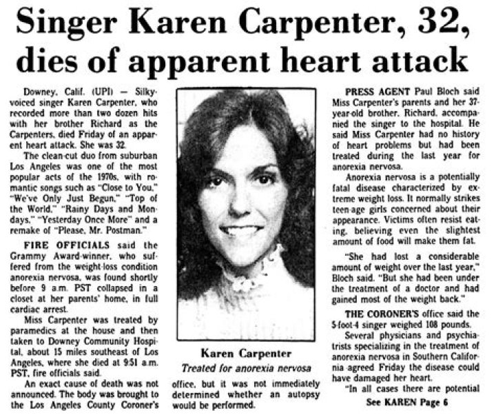 The Tragic Death Of Karen Carpenter: An Obituary