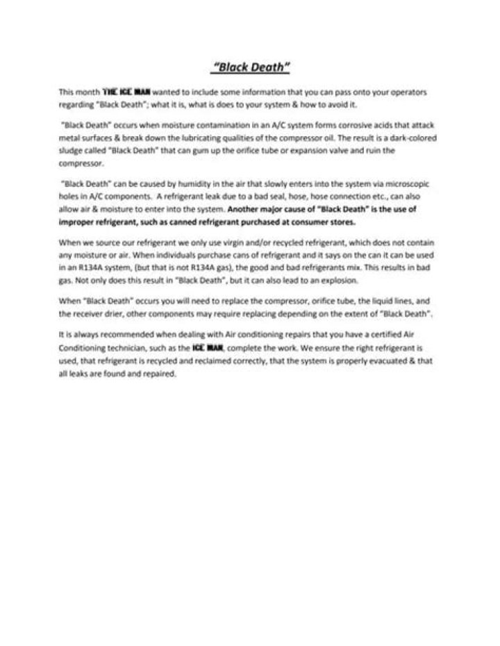 What causes AC Black Death?